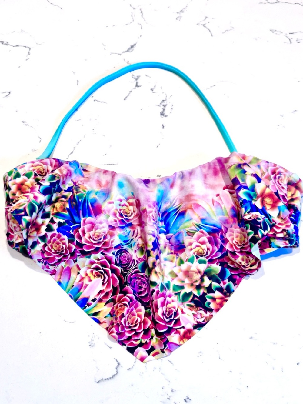Hobie Desert Floral Multicolor Bikini Cascade Top Removable Strap Size S NWT